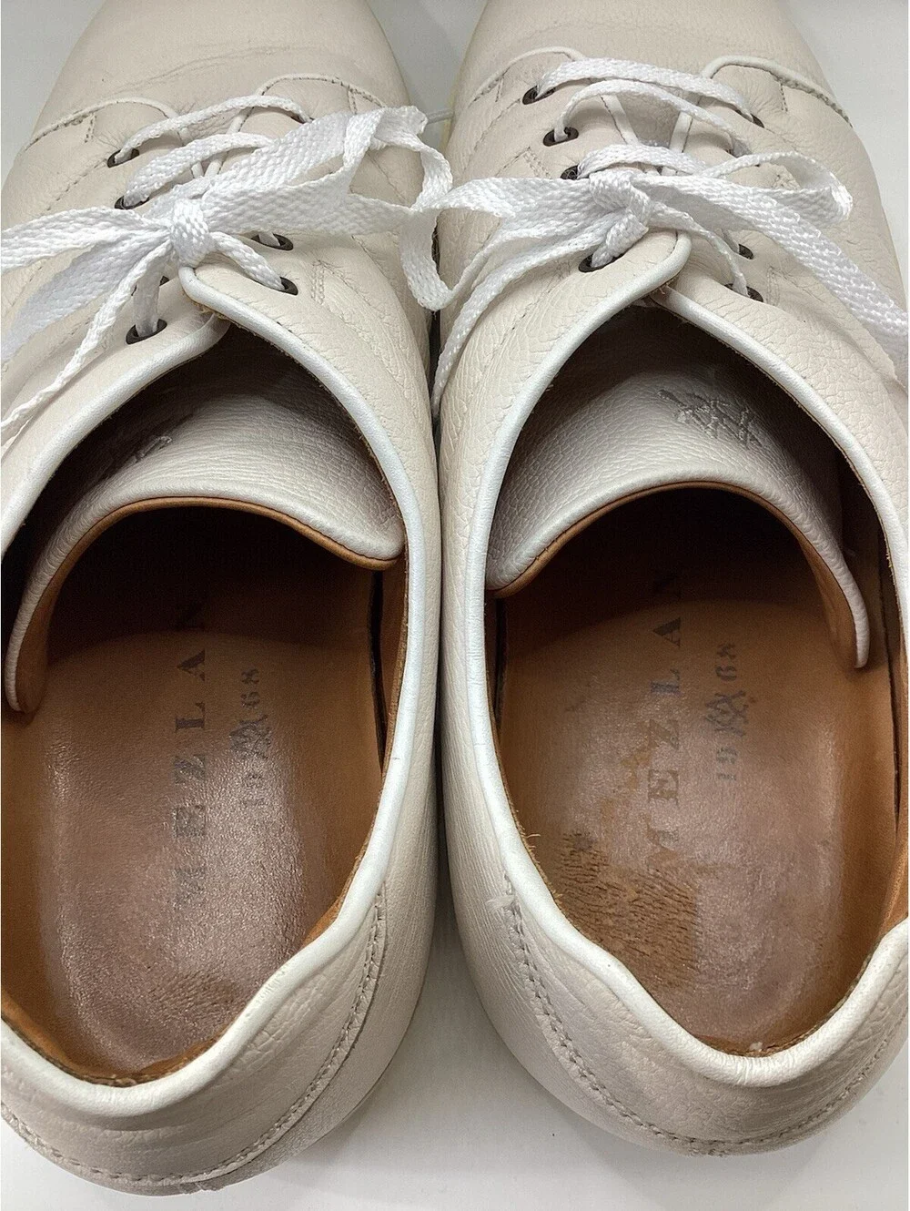 Mezzanine 1968 Men’s White Leather Lace Up Shoes Size 10.5M Made In Spain